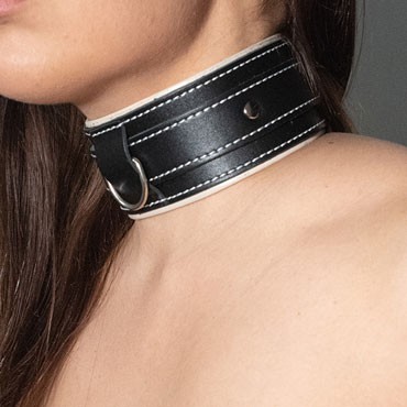 Fetish Dreams Ошейник из толстой кожи с бежевым подкладом