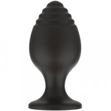 White Label Силиконовая анальная пробка Ребра M, черная