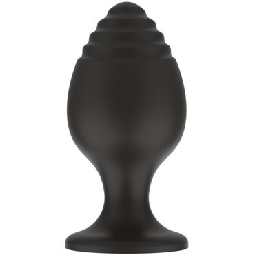 White Label Силиконовая анальная пробка Ребра M, черная