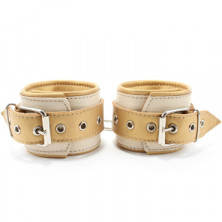 BDSM Арсенал Наручники из кожи, розово-золотые