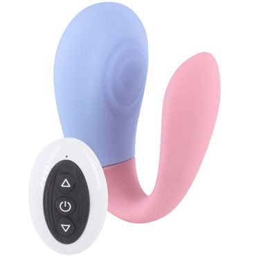 White Label Вибратор для пар на пульте управления, розово-голубой