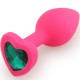 Play Secrets Silicone Butt Plug Heart Shape Small, розовый/темно-зеленый