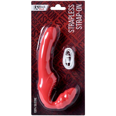 Toyfa Black & Red Strapless Strap-On, красный