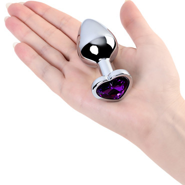 Toyfa Metal Анальный страз сердце M, серебристый/фиолетовый