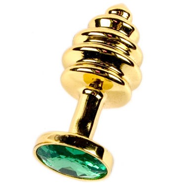 Anal Jewelry Plug Small Gold, зеленый