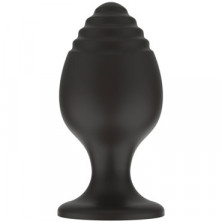 White Label Силиконовая анальная пробка Ребра S, черная