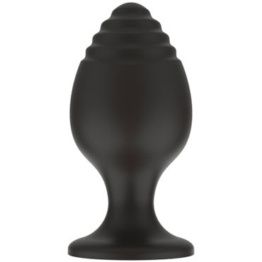 White Label Силиконовая анальная пробка Ребра S, черная