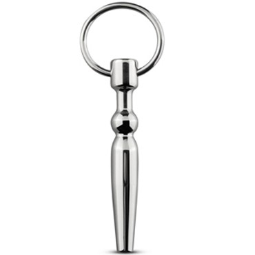 Sinner Hollow Penis Plug with Ring, серебристый