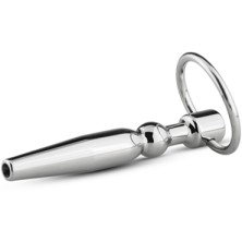 Sinner Hollow Penis Plug with Ring, серебристый