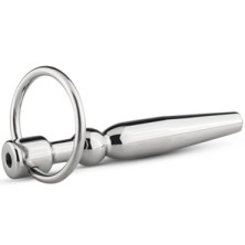 Sinner Hollow Penis Plug with Ring, серебристый