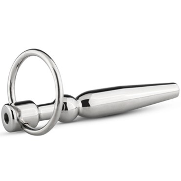 Sinner Hollow Penis Plug with Ring, серебристый