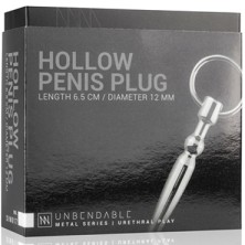 Sinner Hollow Penis Plug with Ring, серебристый