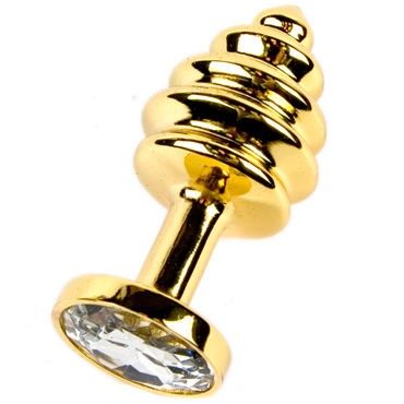 Anal Jewelry Plug Small Gold, прозрачный
