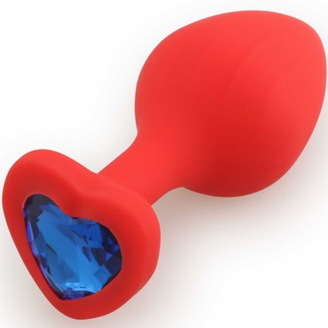 Play Secrets Silicone Butt Plug Heart Shape Medium, красный/синий