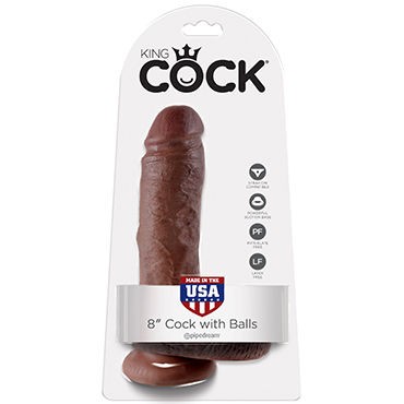Pipedream King Cock With Balls 20 см, коричневый