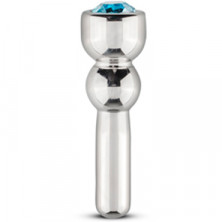 Sinner Penis Plug With Diamond, серебристый/голубой