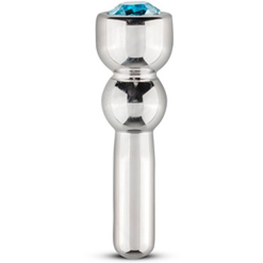 Sinner Penis Plug With Diamond, серебристый/голубой