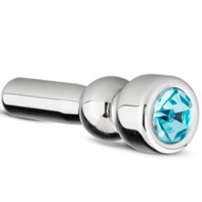 Sinner Penis Plug With Diamond, серебристый/голубой