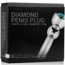 Sinner Penis Plug With Diamond, серебристый/голубой