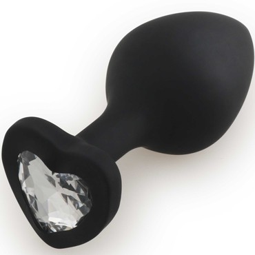 Play Secrets Silicone Butt Plug Heart Shape Medium, черный/прозрачный