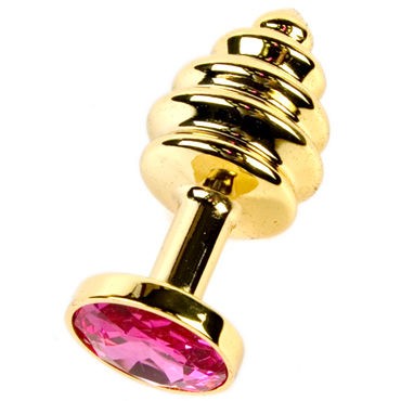Anal Jewelry Plug Small Gold, рубиновый