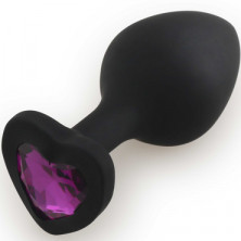 Play Secrets Silicone Butt Plug Heart Shape Medium, черный/фиолетовый