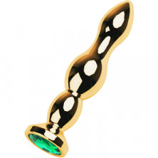 Toyfa Metal Анальная втулка с кристаллом, золотой/зеленый