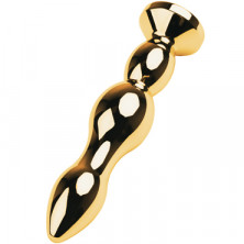 Toyfa Metal Анальная втулка с кристаллом, золотой/зеленый