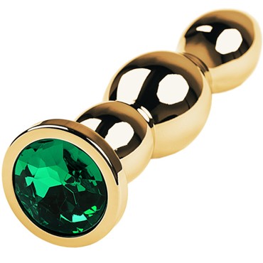 Toyfa Metal Анальная втулка с кристаллом, золотой/зеленый