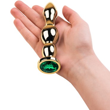 Toyfa Metal Анальная втулка с кристаллом, золотой/зеленый