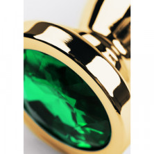 Toyfa Metal Анальная втулка с кристаллом, золотой/зеленый