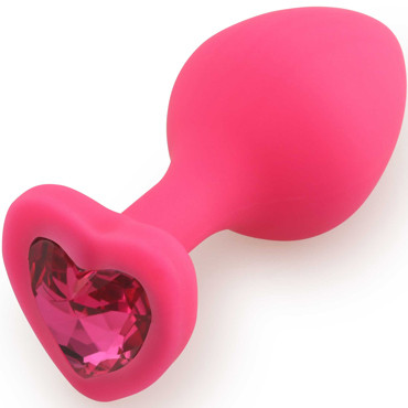 Play Secrets Silicone Butt Plug Heart Shape Medium, розовый/ярко-розовый