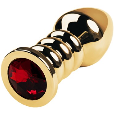 Toyfa Metal Анальная втулка с кристаллом, золотой/красный