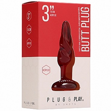 Shots Plug&Play Butt Plug Rounded Acrylic 7,5см, красная