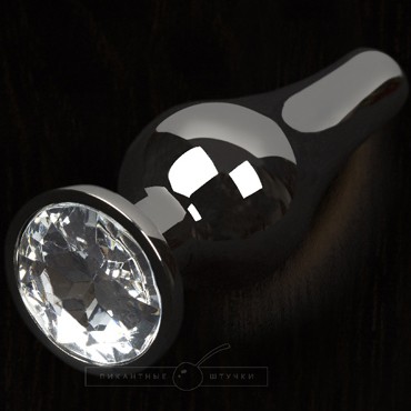 Маленькая анальная пробка с кристаллом, графит/прозрачный