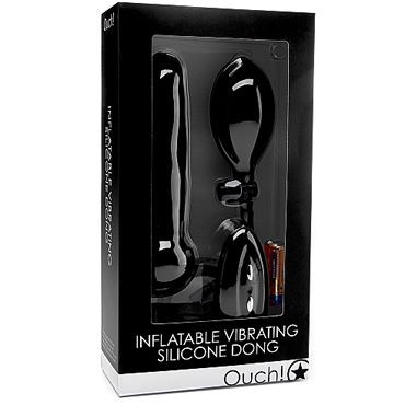 Ouch! Inflatable Vibrating Silicone Dong, черный