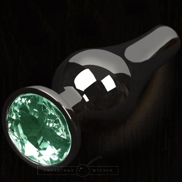 Маленькая анальная пробка с кристаллом, графит/зеленый