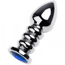 Toyfa Metal Анальная втулка с кристаллом, серебристый/синий