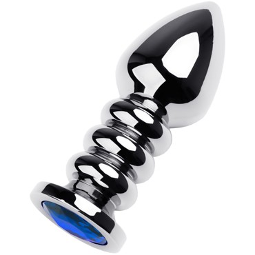 Toyfa Metal Анальная втулка с кристаллом, серебристый/синий