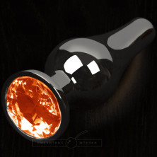 Маленькая анальная пробка с кристаллом, графит/оранжевый