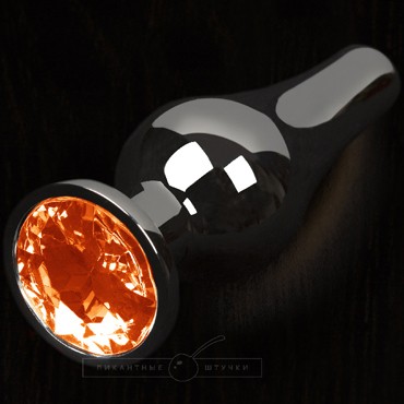 Маленькая анальная пробка с кристаллом, графит/оранжевый