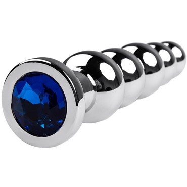 Toyfa Metal Анальная втулка с кристаллом, серебристый/синий