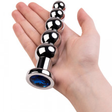 Toyfa Metal Анальная втулка с кристаллом, серебристый/синий