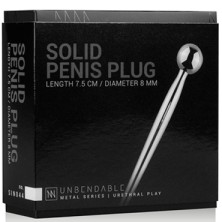 Sinner Metal Solid Penis Plug with Ball, серебристый