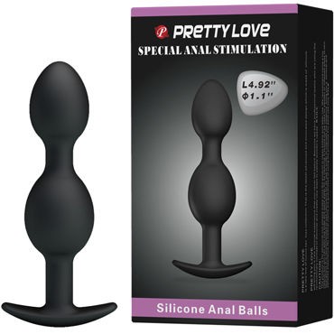 Baile Pretty Love Silicone Anal Balls, черные
