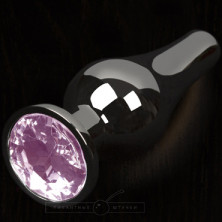 Маленькая анальная пробка с кристаллом, графит/розовый