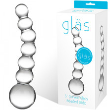 Glas 5" Curved Glass Beaded Dildo, прозрачный