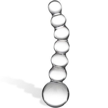 Glas 5" Curved Glass Beaded Dildo, прозрачный