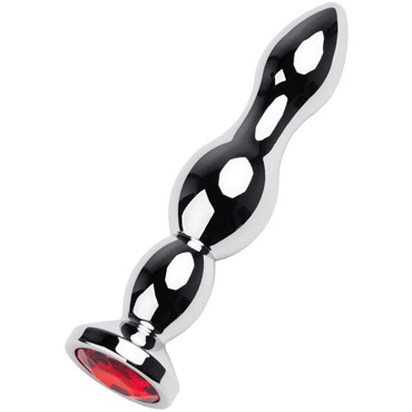 Toyfa Metal Анальная втулка с кристаллом, серебристый/красный