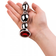 Toyfa Metal Анальная втулка с кристаллом, серебристый/красный